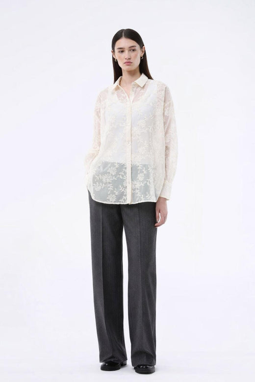 ModströM - Birnamd Pants 59232 - 13618 - Grey Melange Pinstripe Bukser 