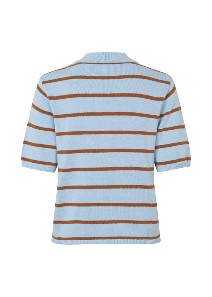 Modström - Malvamd Ss Stripe Polo 58746 - 12069 - Cashmere Nuthatch Stripe Strikbluser 