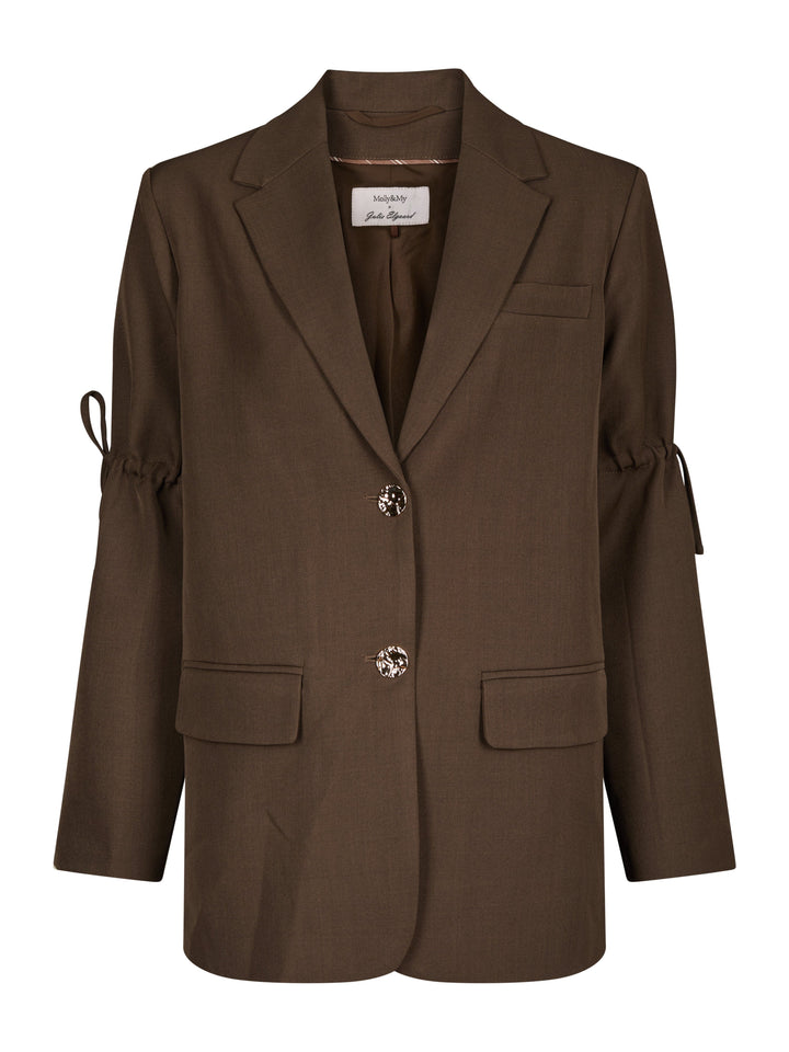 Molly&My x Julie Elgaard - Frida String Structure Blazer 167115 - 676 - Dark Brown Blazere 