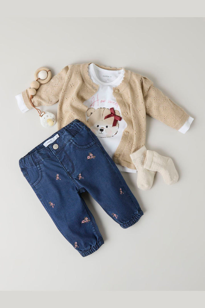 Name It - Nbfrose Shaped  Emb Jeans 5321-Yb H - 4872342 Dark Blue Denim Flower Emb