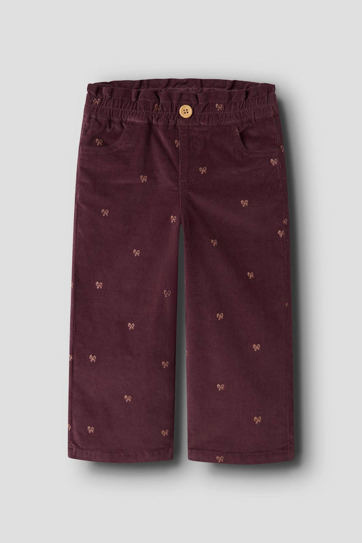 Name It - Nmfbella Wide Cord Glitter Pants 4510-Yt - 5204724 Catawba Grape Glitter Bow