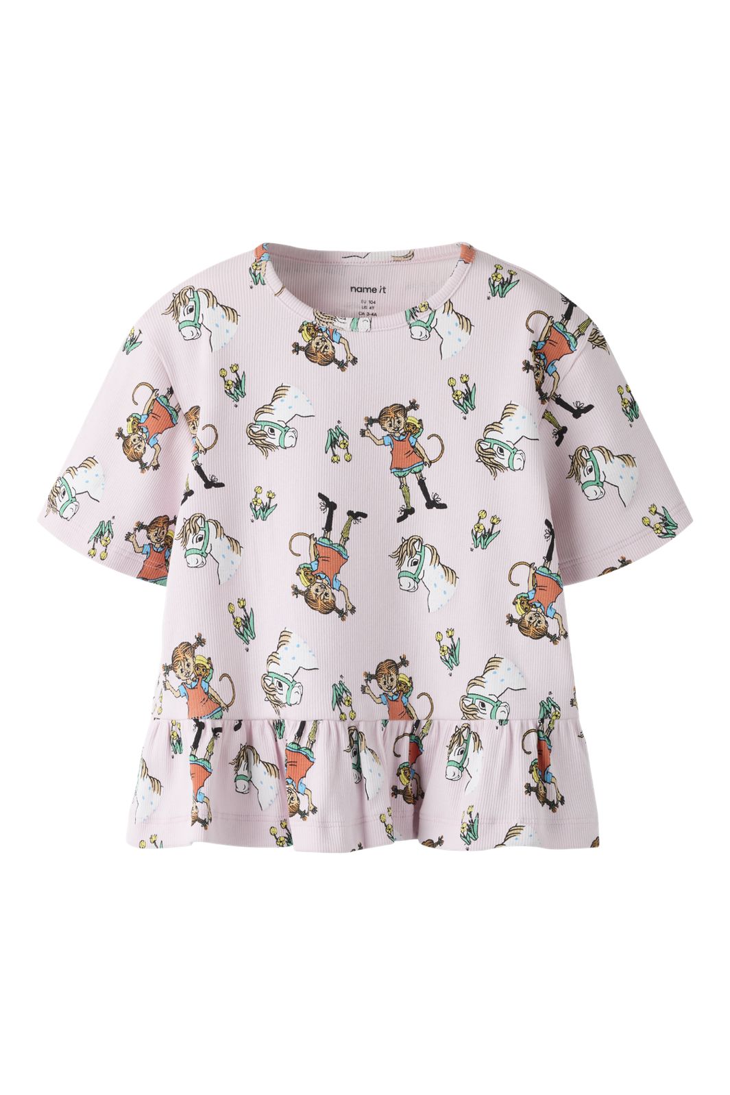 Name It - Nmfmara Pippi Ss Nreg Top Sky - 5096424 Cradle Pink