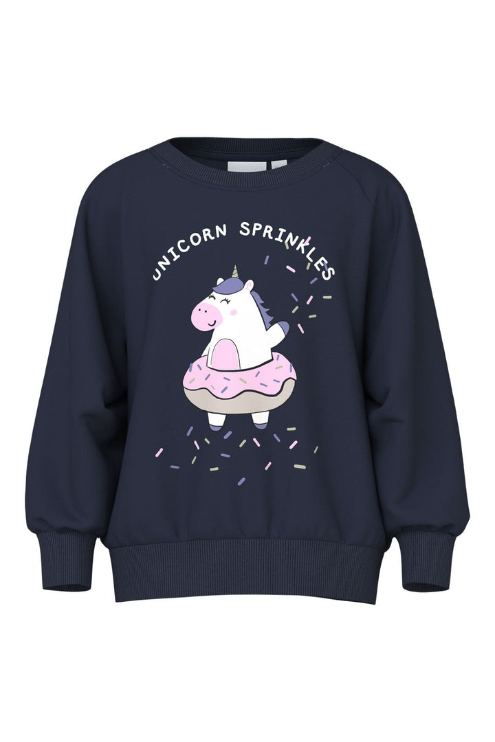 Name It - Nmfvenus Ls Nreg Sweat - 4971009 Navy Blazer Unicorn Sprinkles