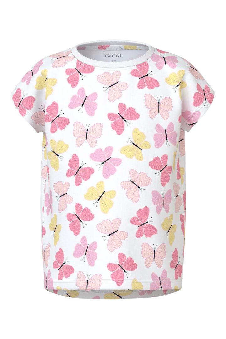 Name It - Nmfvigga Capsl Top - 5067815 Bright White Pink Butterfly