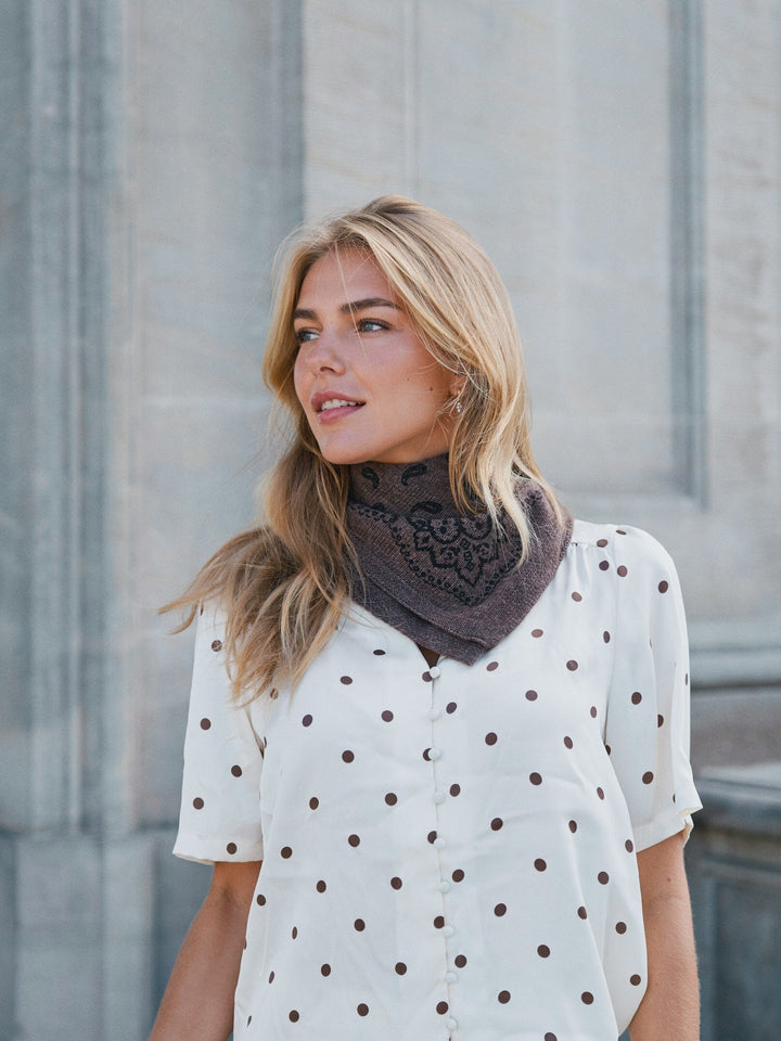 Neo Noir - Adelina Paisley Knit Scarf 169506 - 205 - Brown Melange Tørklæder 