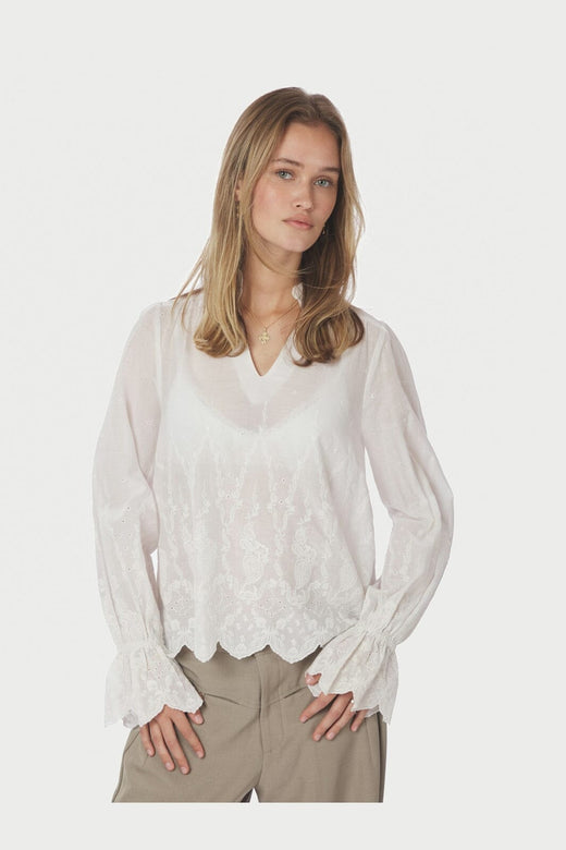 Neo Noir - Amara Delicate Emb Blouse 166708 - 120 - White