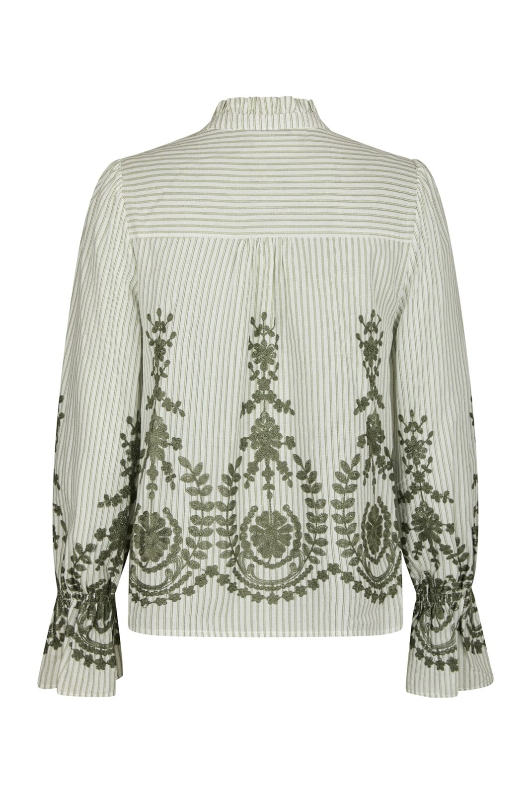 Neo Noir - Amara Stripe Emb Blouse 163363 - 723 - Dusty Green