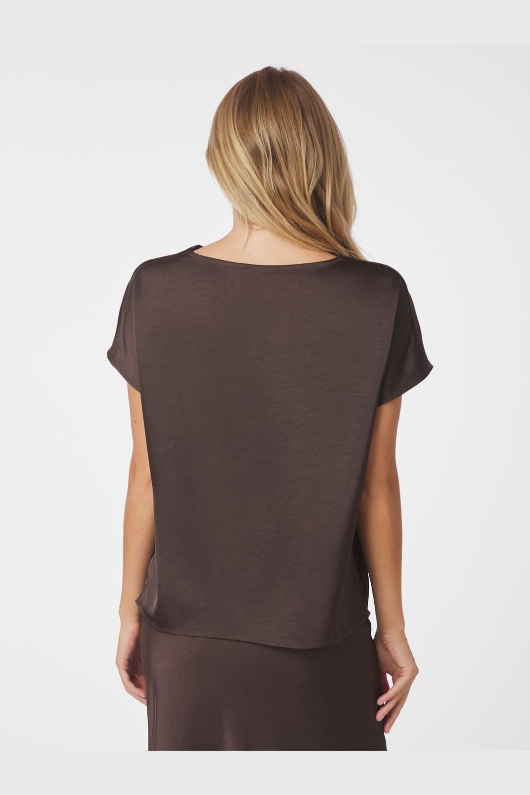 Neo Noir - Annabeth Heavy Sateen Tee 161907 - 676 - Dark Brown