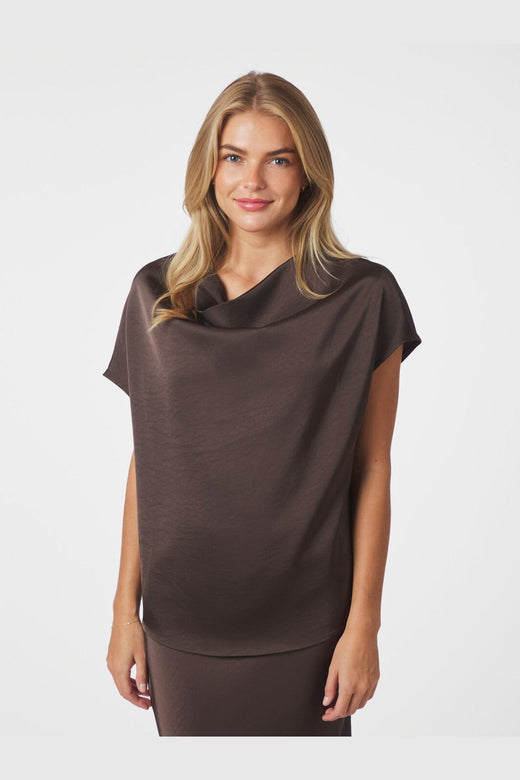 Neo Noir - Annabeth Heavy Sateen Tee 161907 - 676 - Dark Brown