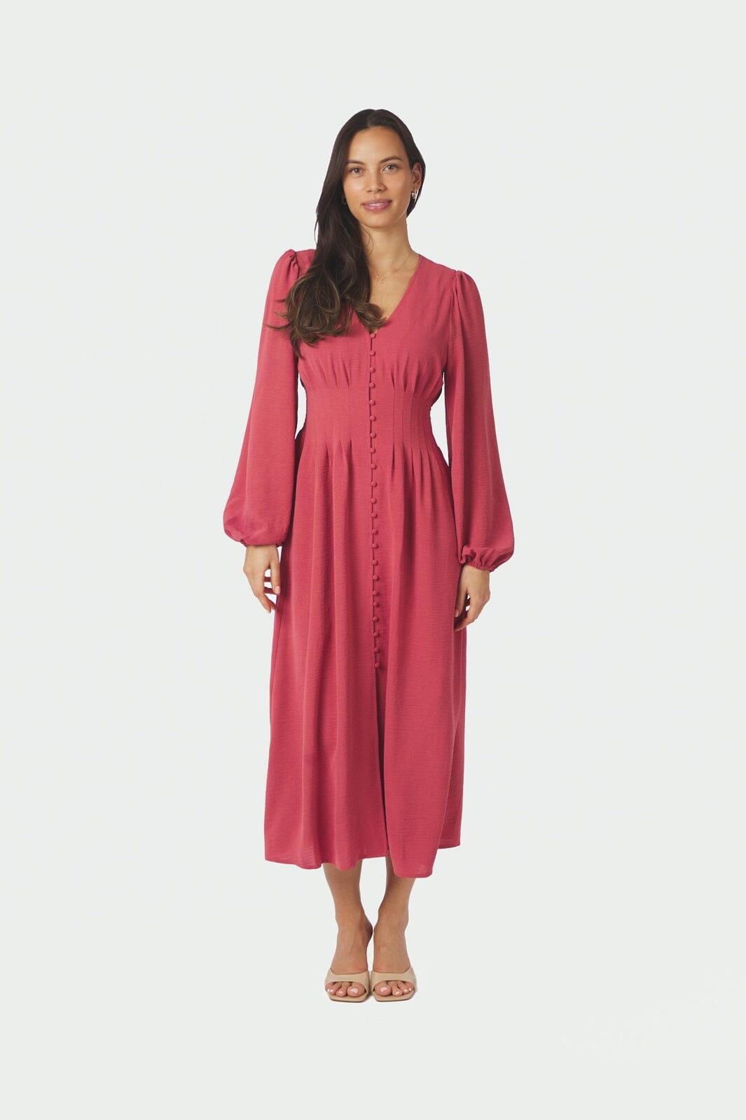 Neo Noir - Annelie Solid Crepe Dress 169135 - 430 - Cherry Pink