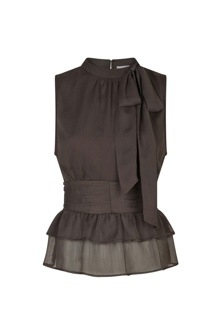 Neo Noir - Ansol Solid Chiffon Top 166671 - 676 - Dark Brown