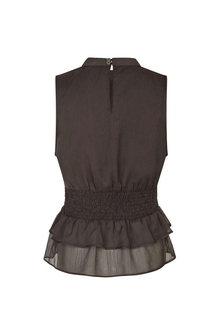 Neo Noir - Ansol Solid Chiffon Top 166671 - 676 - Dark Brown