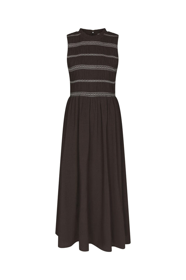 Neo Noir - Atika Deco Smock Dress 166105 - 676 - Dark Brown