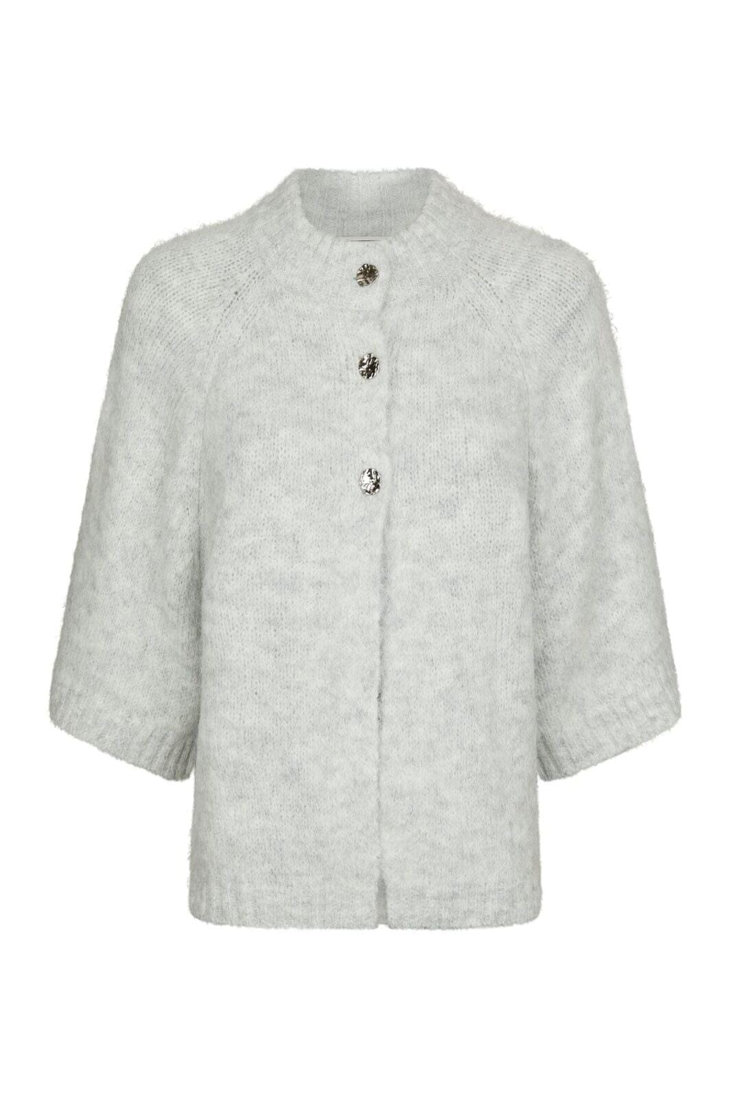 Neo Noir - Benuta Fluffy Knit Cardigan 165816 - 103 - Light Grey Melange Cardigans 