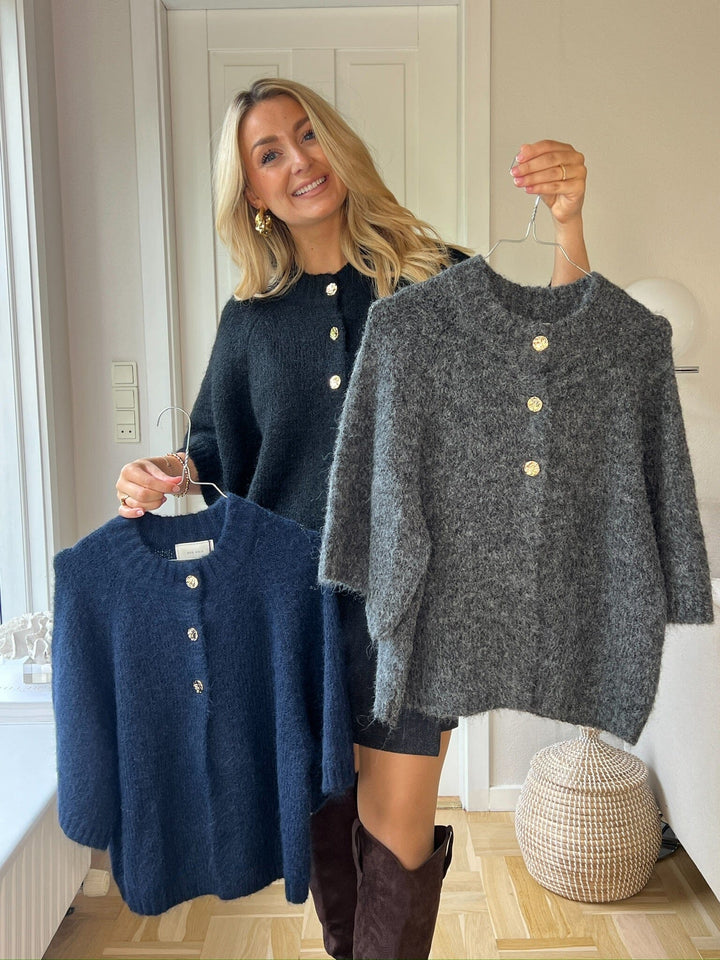 Neo Noir - Benuta Fluffy Knit Cardigan 165816 - 136 - Antracit Melange Cardigans 