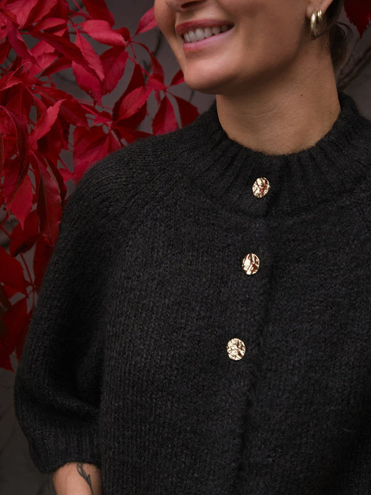 Neo Noir - Benuta Fluffy Knit Cardigan 165816 - 676 - Dark Brown Cardigans 