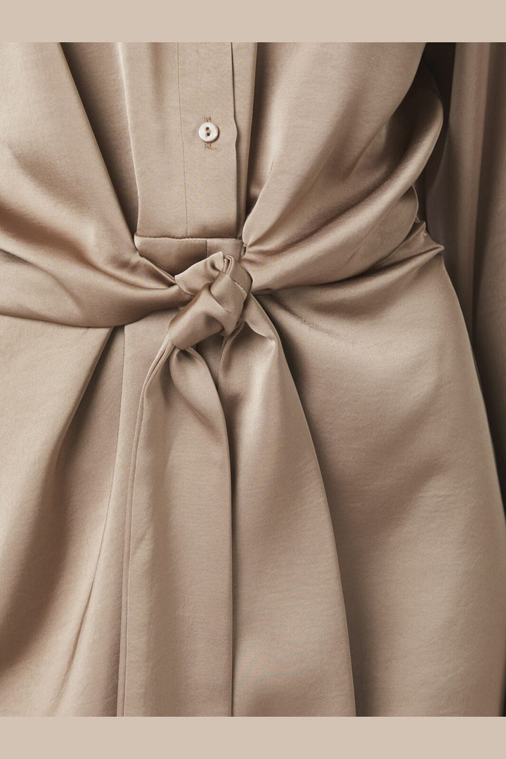 Neo Noir - Biria Heavy Sateen Dress 166792 - 811 - Dark Taupe