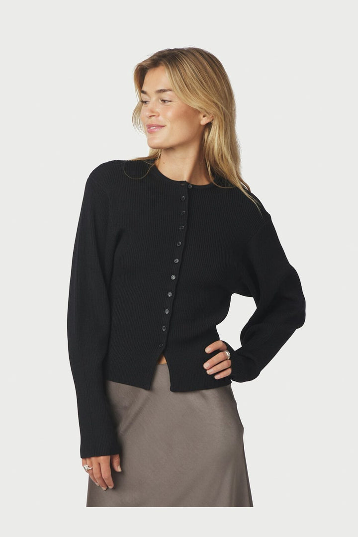 Neo Noir - Briano Stitch Knit Cardigan 166423 - 100 - Black