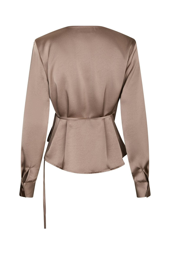 Neo Noir - Caprina Heavy Sateen Blouse 166961 - 811 - Dark Taupe