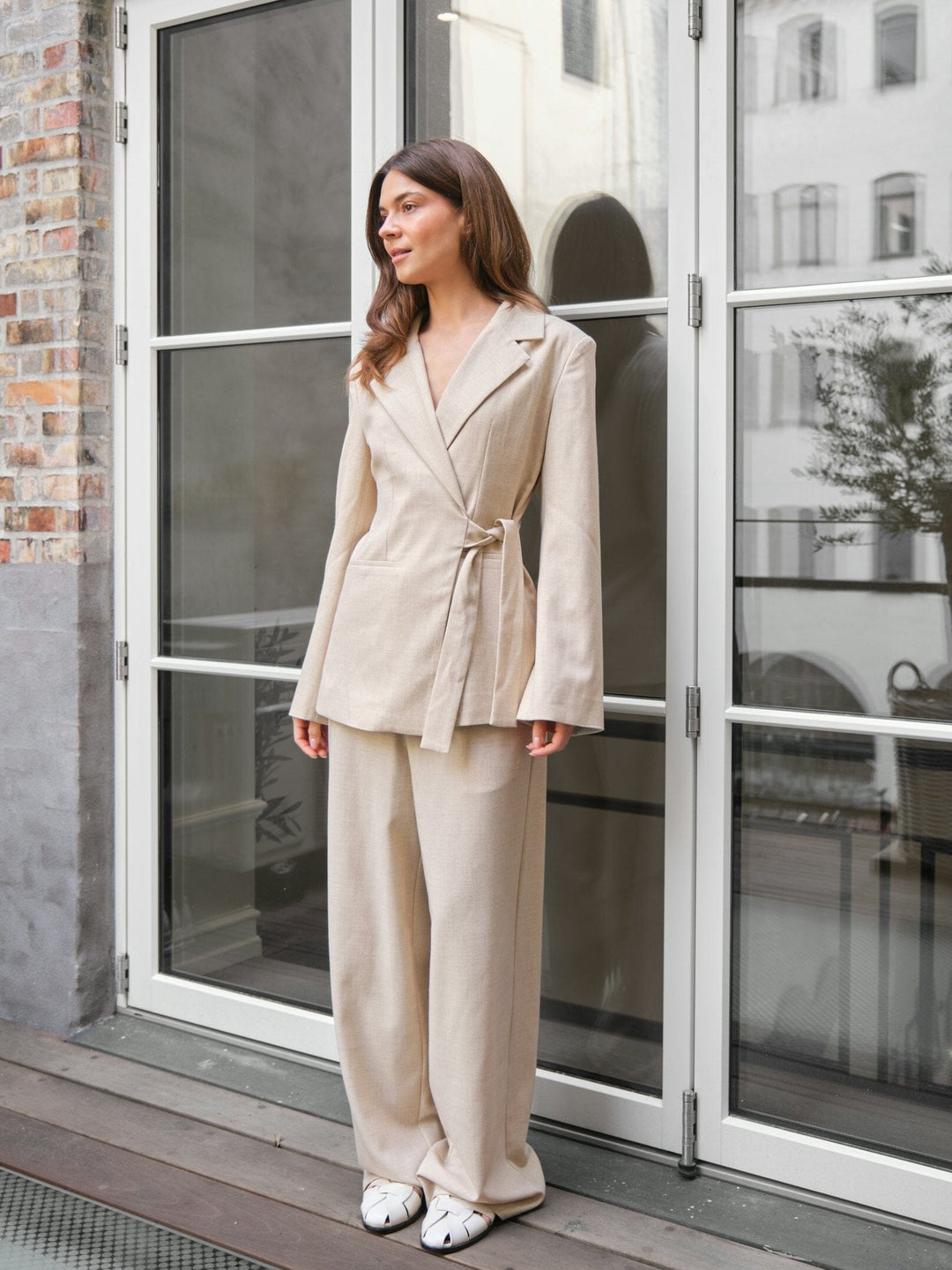 Neo Noir - Carmia Melange Tie Blazer 168227 - 976 - Beige Melange Blazere 