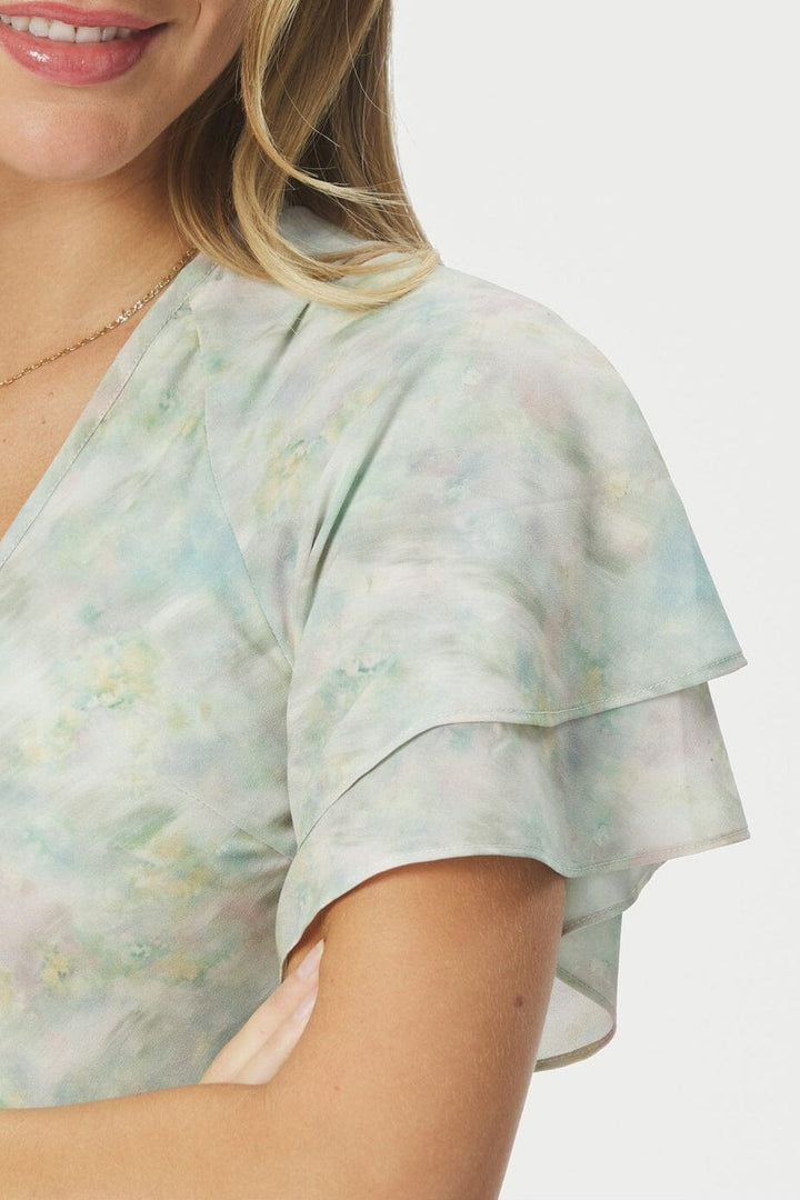 Neo Noir - Celesse Print Chiffon Dress 167704 - 154 - Light Green