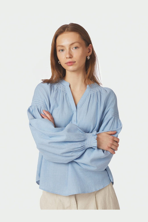 Neo Noir - Celise Chambray Blouse 168738 - 145 - Light Blue