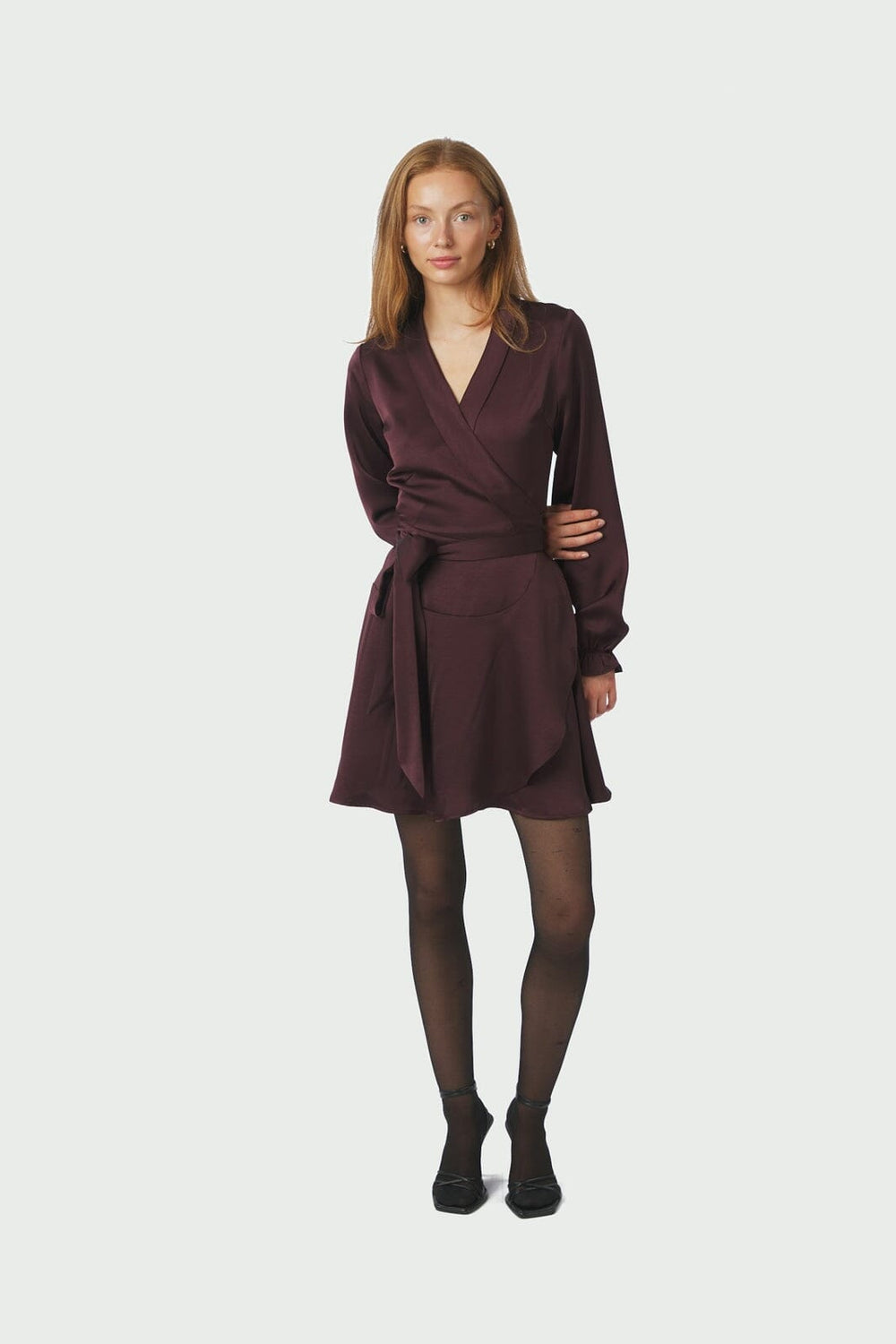 Neo Noir - Colbie Heavy Sateen Dress 166483 - 174 - Burgundy
