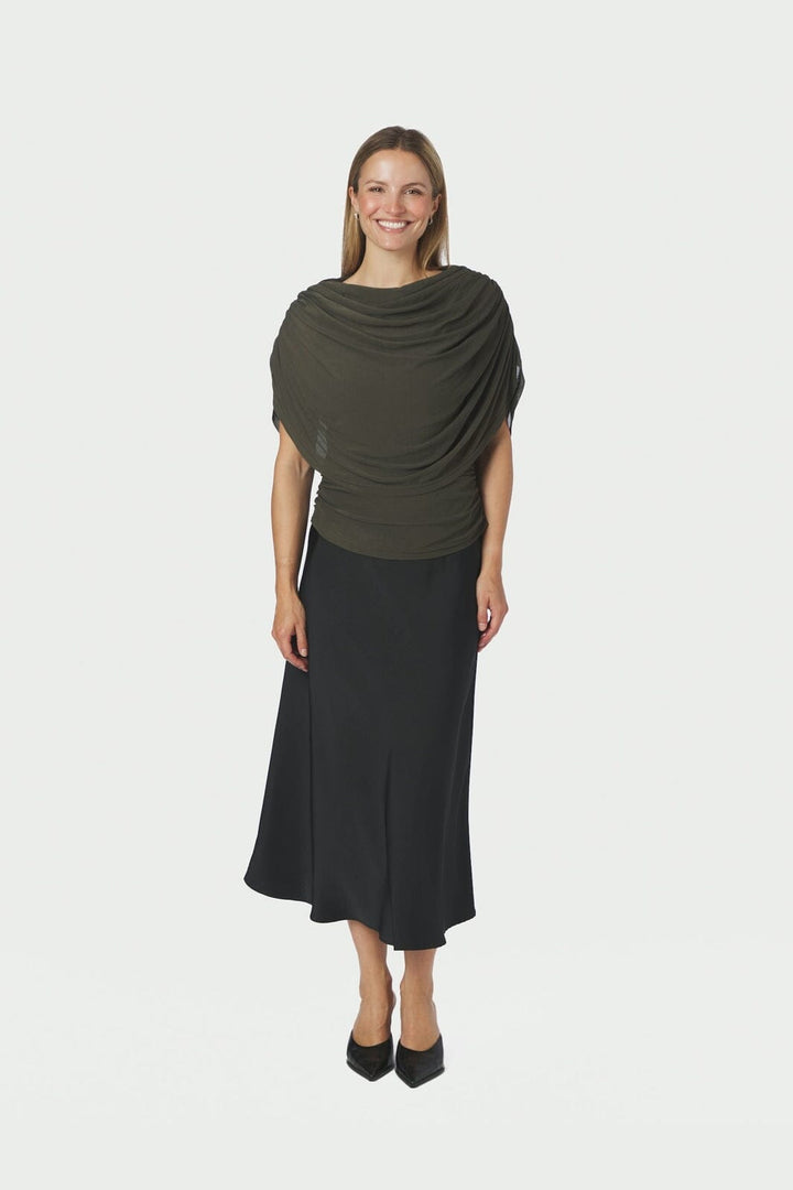 Neo Noir - Cottuna Drapy Mesh Top 167205 - 151 - Army