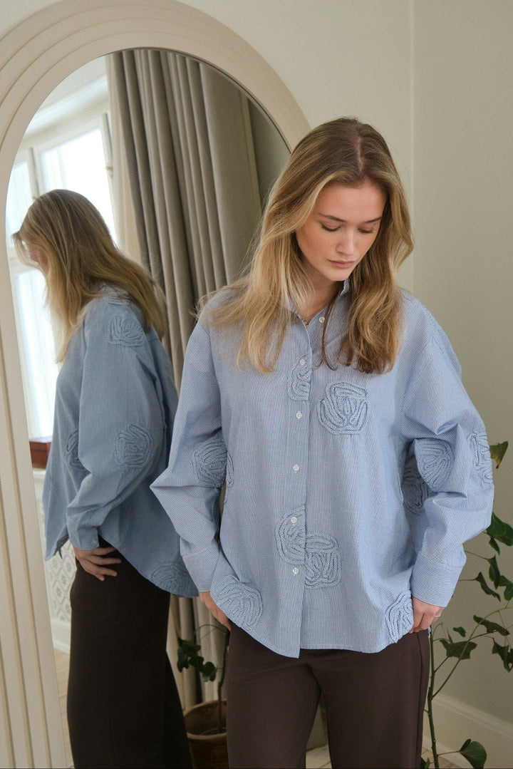 Neo Noir - Dalma Dori Mini Stripe Shirt 167460 - 140 - Blue Skjorter 