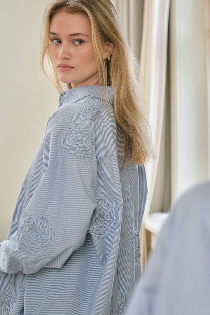 Neo Noir - Dalma Dori Mini Stripe Shirt 167460 - 140 - Blue Skjorter 