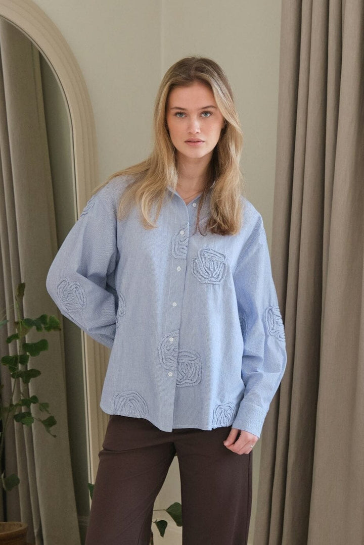 Neo Noir - Dalma Dori Mini Stripe Shirt 167460 - 140 - Blue Skjorter 