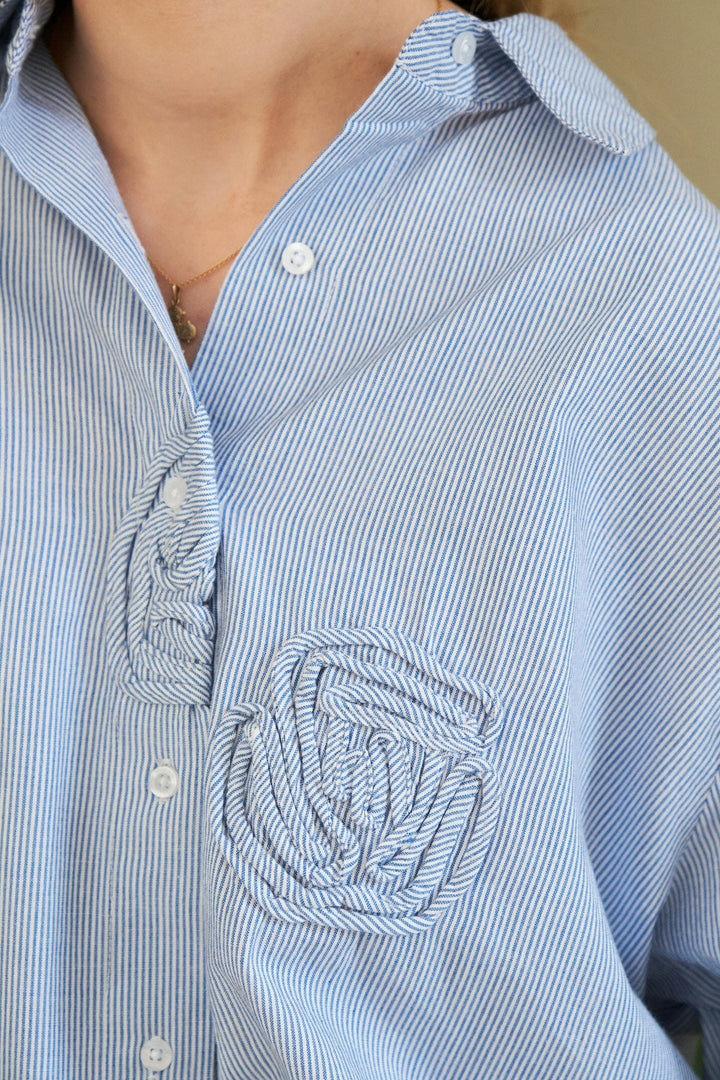 Neo Noir - Dalma Dori Mini Stripe Shirt 167460 - 140 - Blue Skjorter 