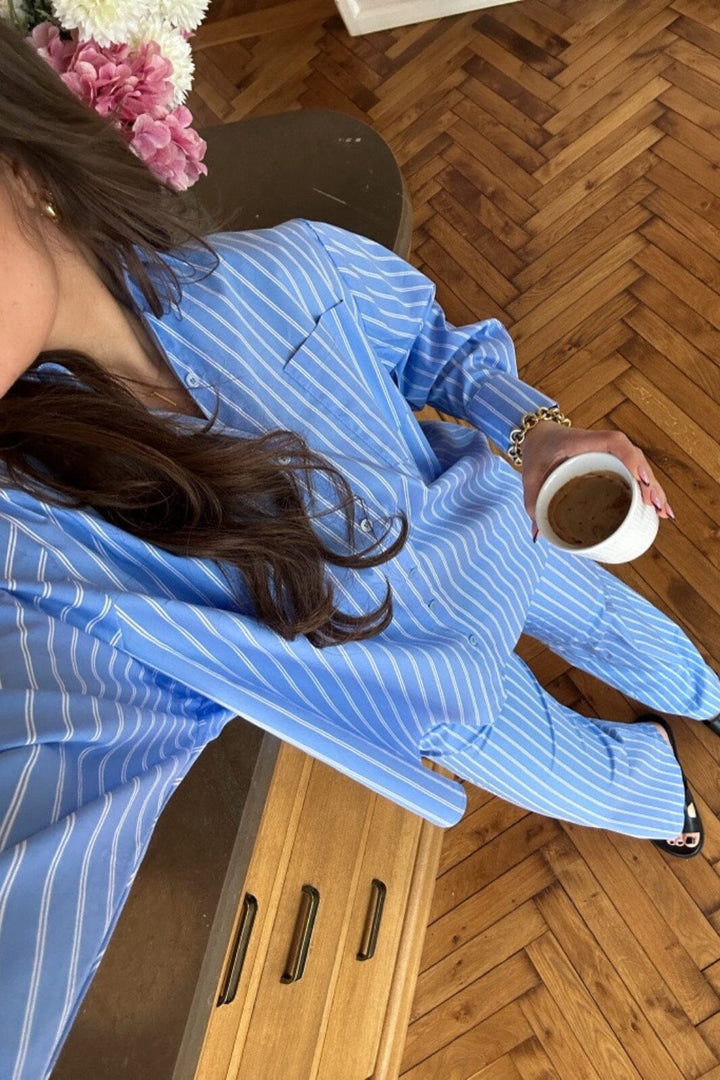 Neo Noir - Dalma Double Stripe Shirt - Light Blue