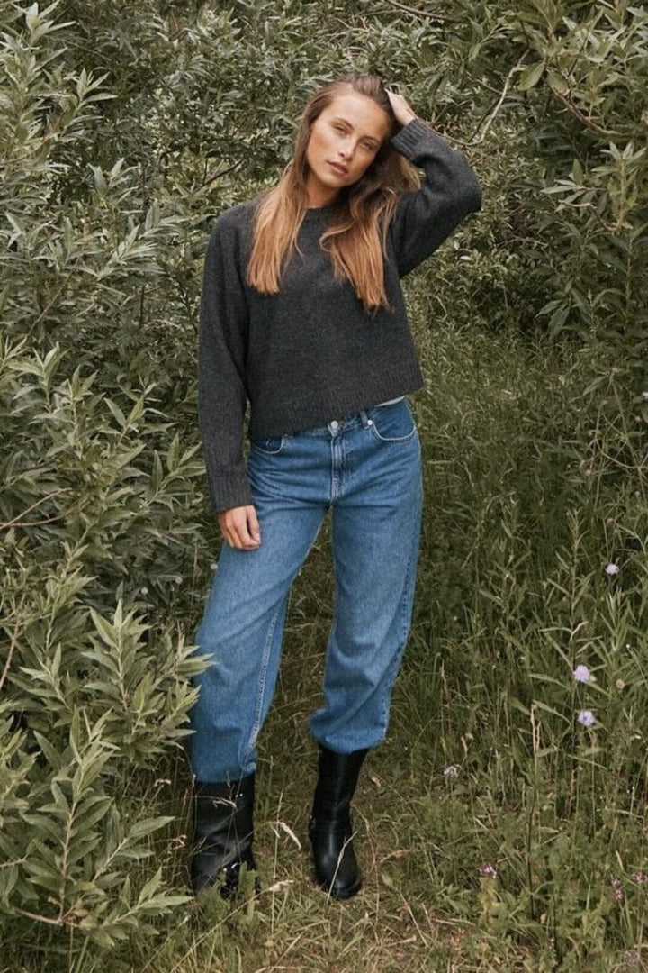 Neo Noir - Detri Solid Knit Blouse - Antracit
