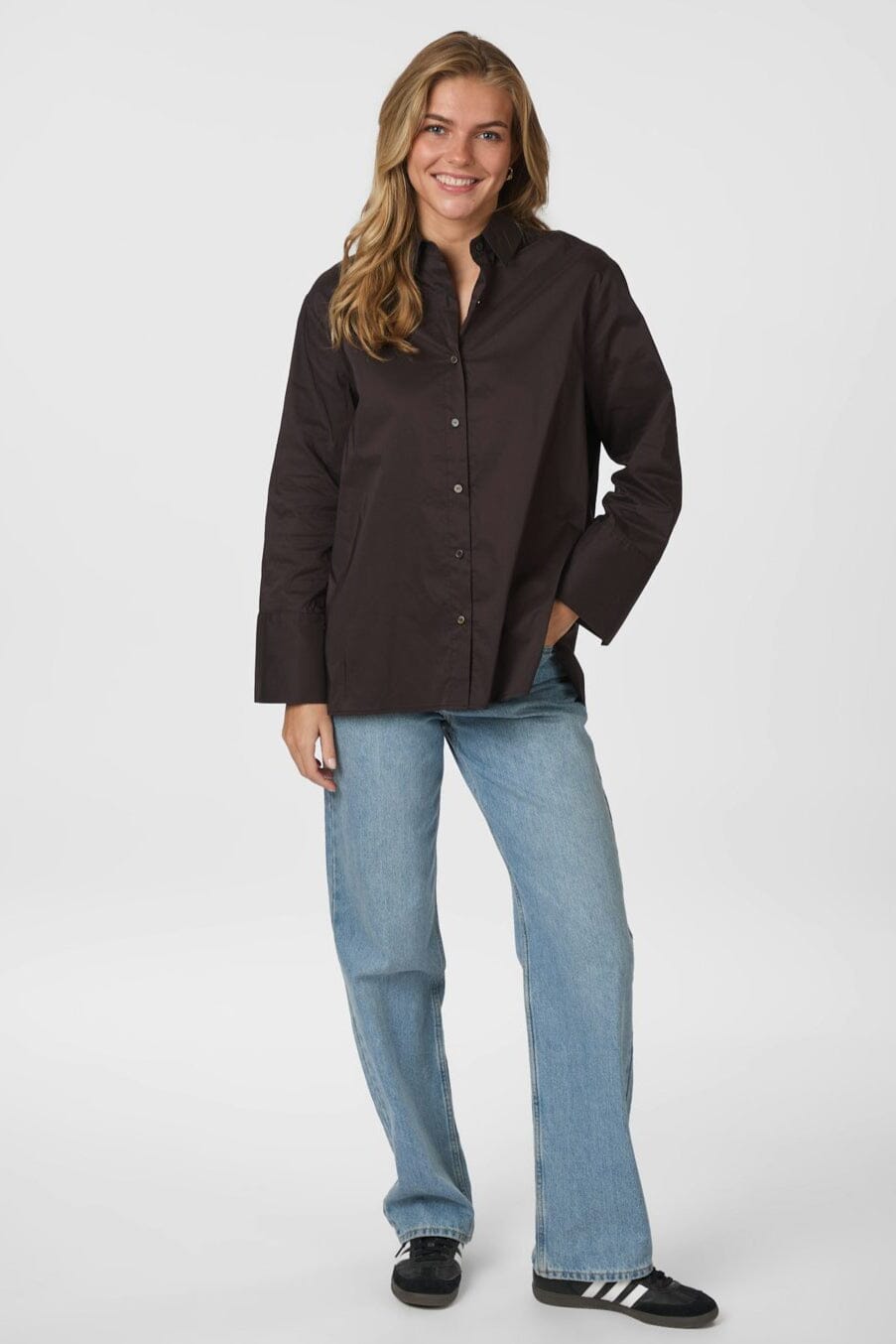 Neo Noir - Dita Poplin Shirt 166159 - 584 - Chocolate Brown
