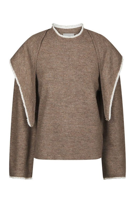 Neo Noir - Eliska Scarf Knit Blouse 170082 - 205 - Brown Melange
