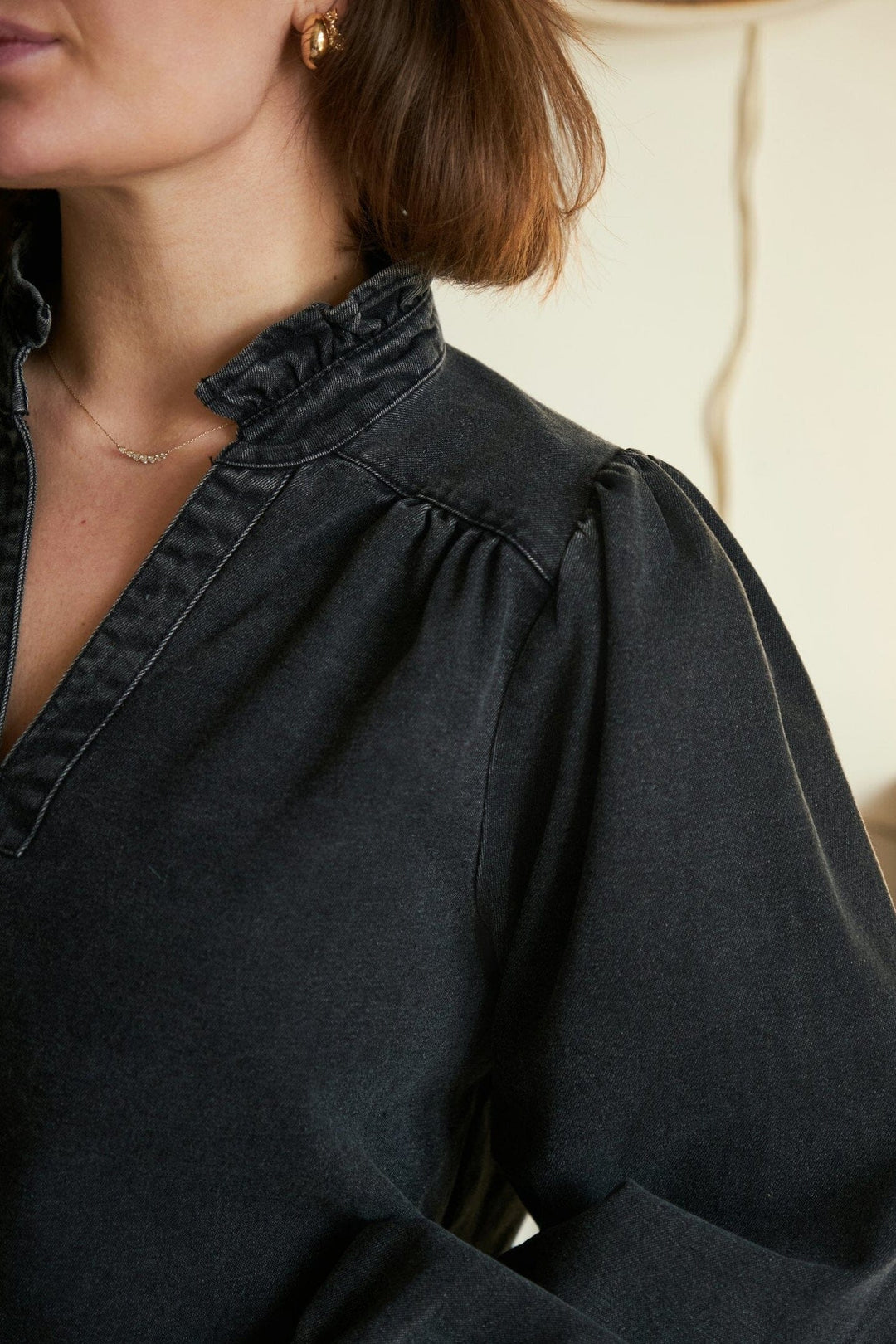 Neo Noir - Emmeline Denim Blouse 164434 - 100 - Black Bluser 