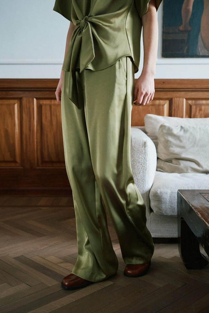 Neo Noir - Emmett Heavy Sateen Pants 164136 - 340 - Sage Green Bukser 