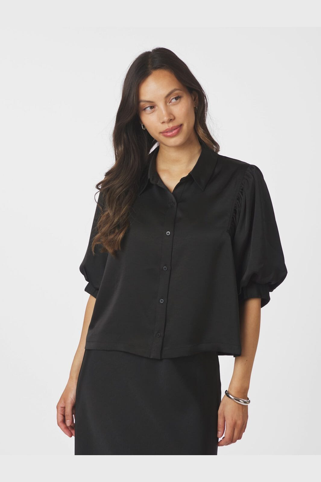 Neo Noir - Etta Heavy Sateen Shirt 167036 - 100 - Black