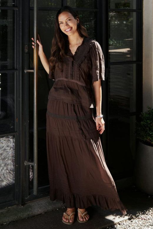 Neo Noir - Evienne S Voile Top 161856 - 676 - Dark Brown Toppe 