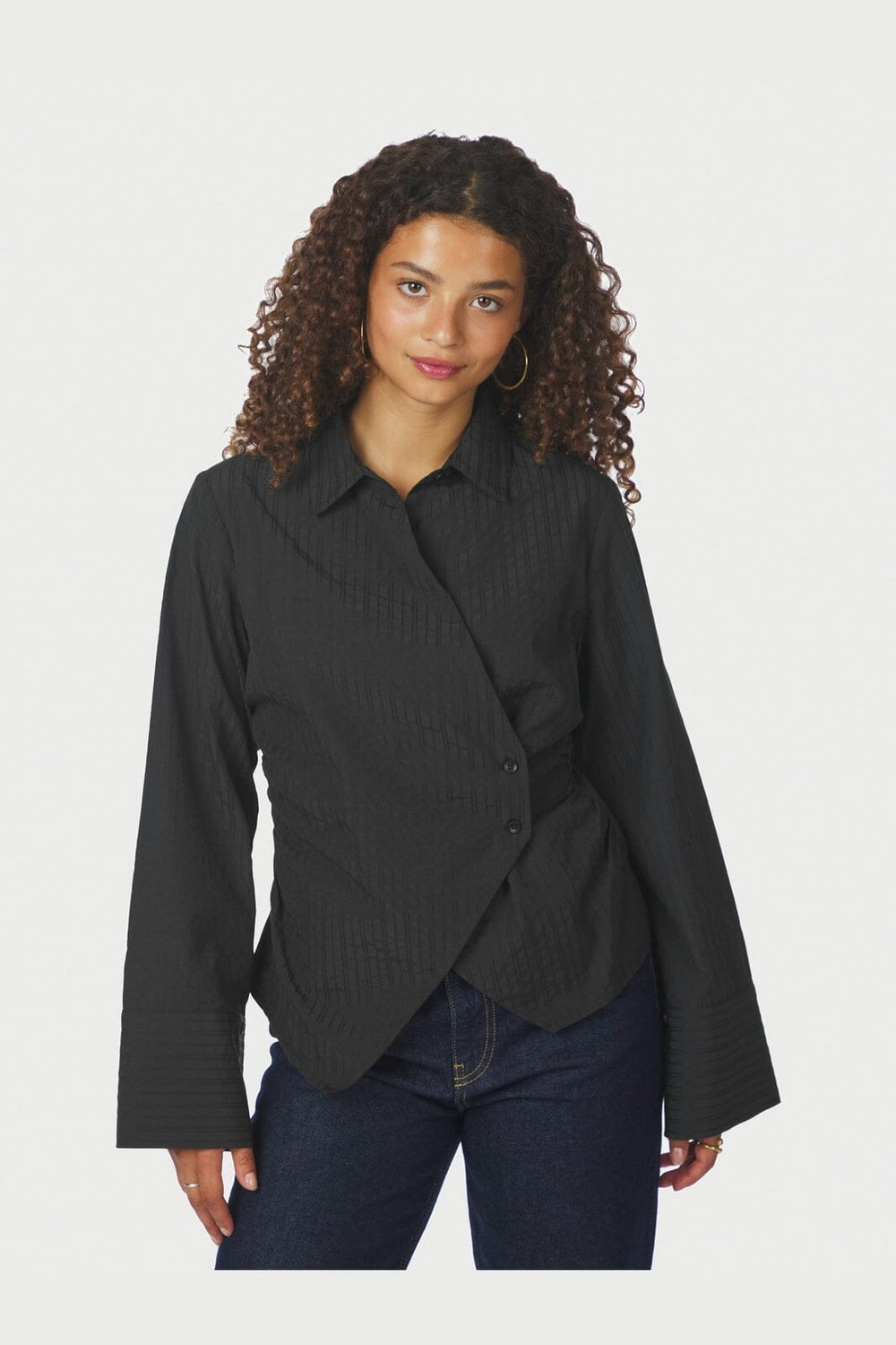 Neo Noir - Fenli Tone Stripe Shirt 167434 - 100 - Black