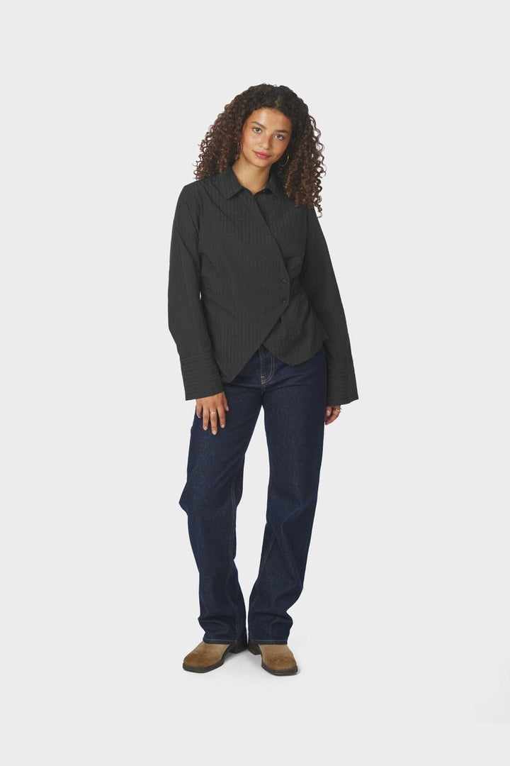 Neo Noir - Fenli Tone Stripe Shirt 167434 - 100 - Black