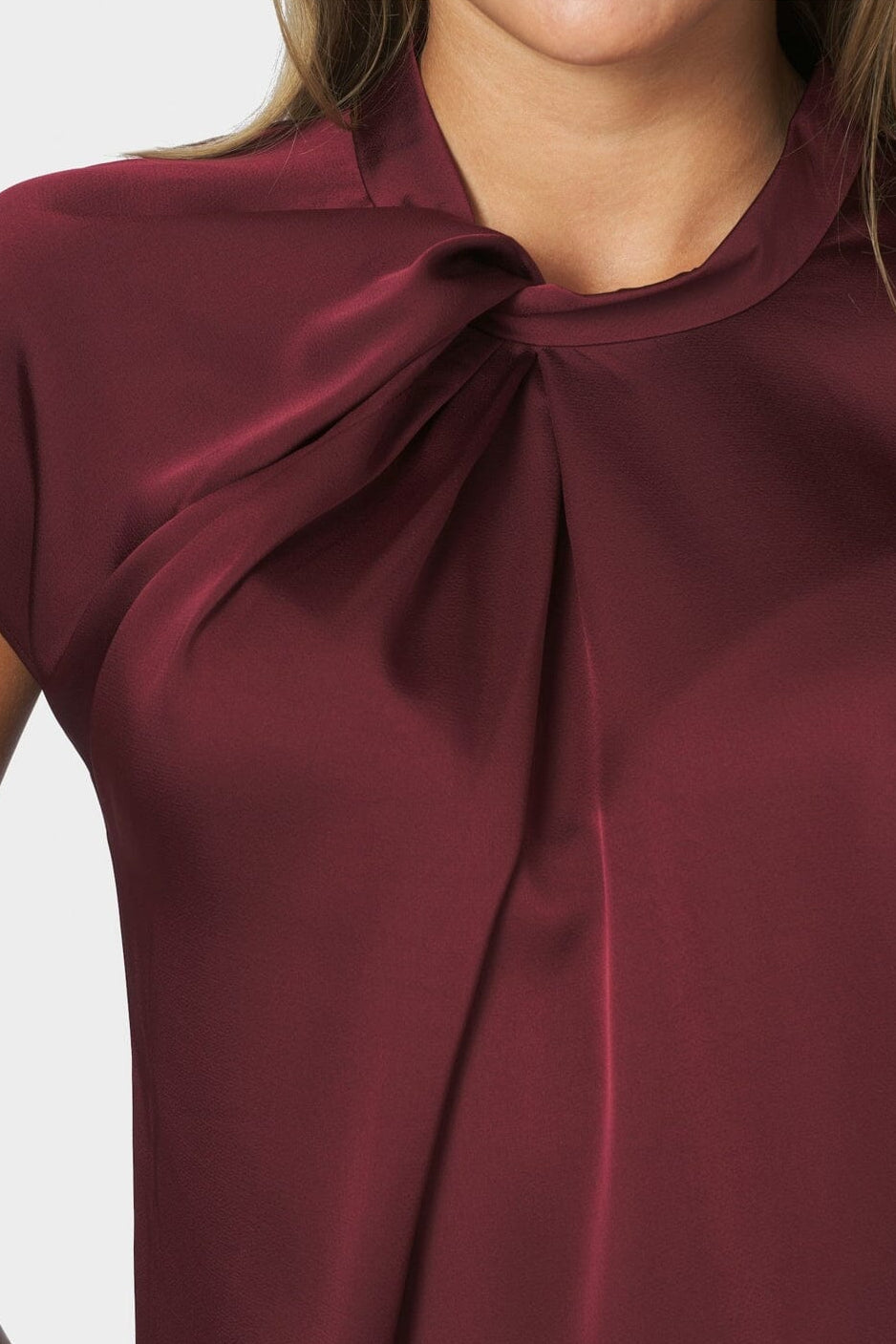 Neo Noir - Fleur Drapy Satin Blouse 160990 - 174 - Burgundy