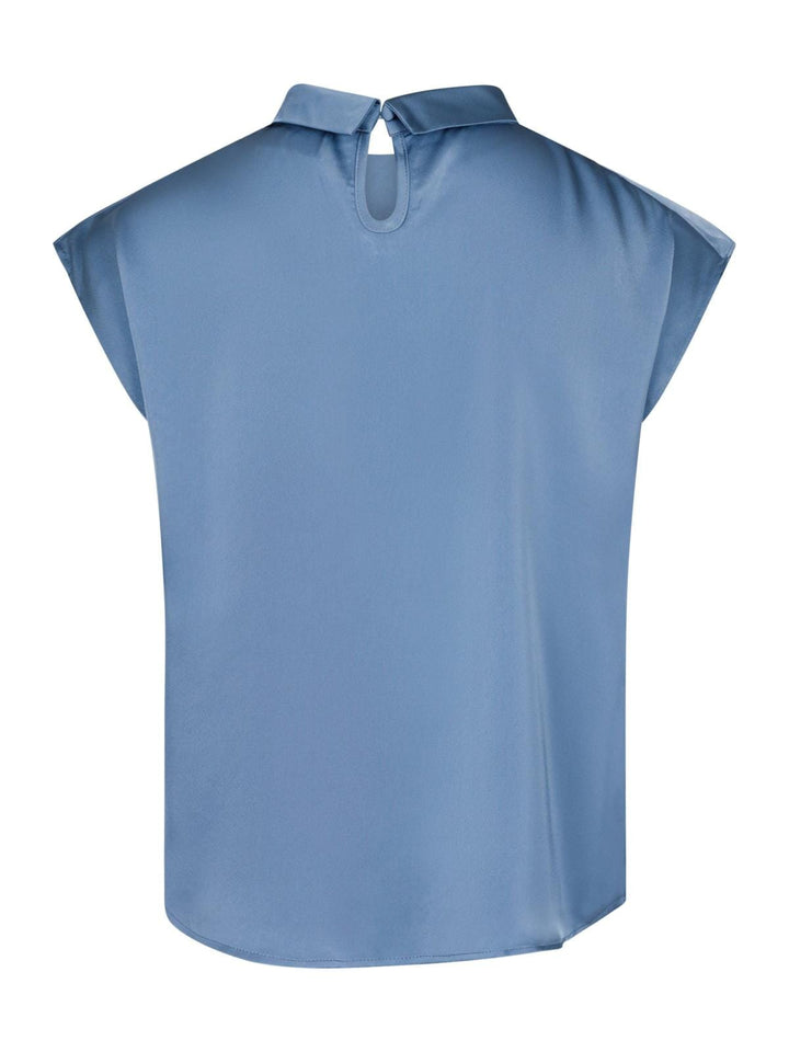 Neo Noir - Fleur Drapy Satin Blouse - Dusty Blue