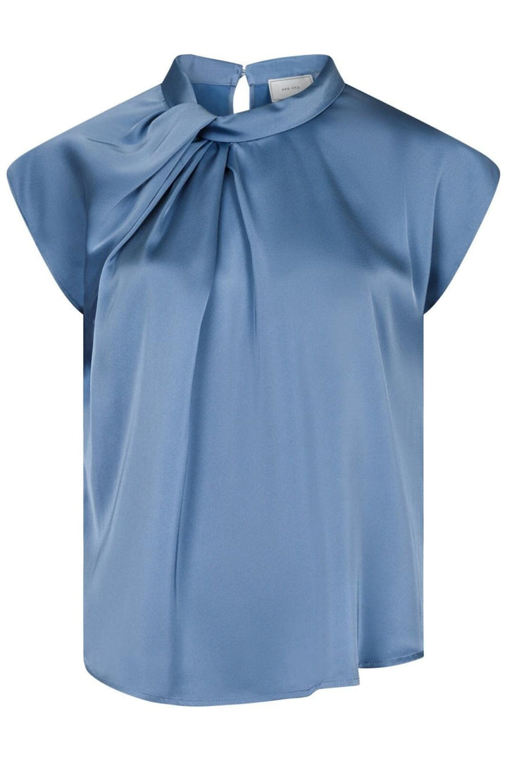 Neo Noir - Fleur Drapy Satin Blouse - Dusty Blue