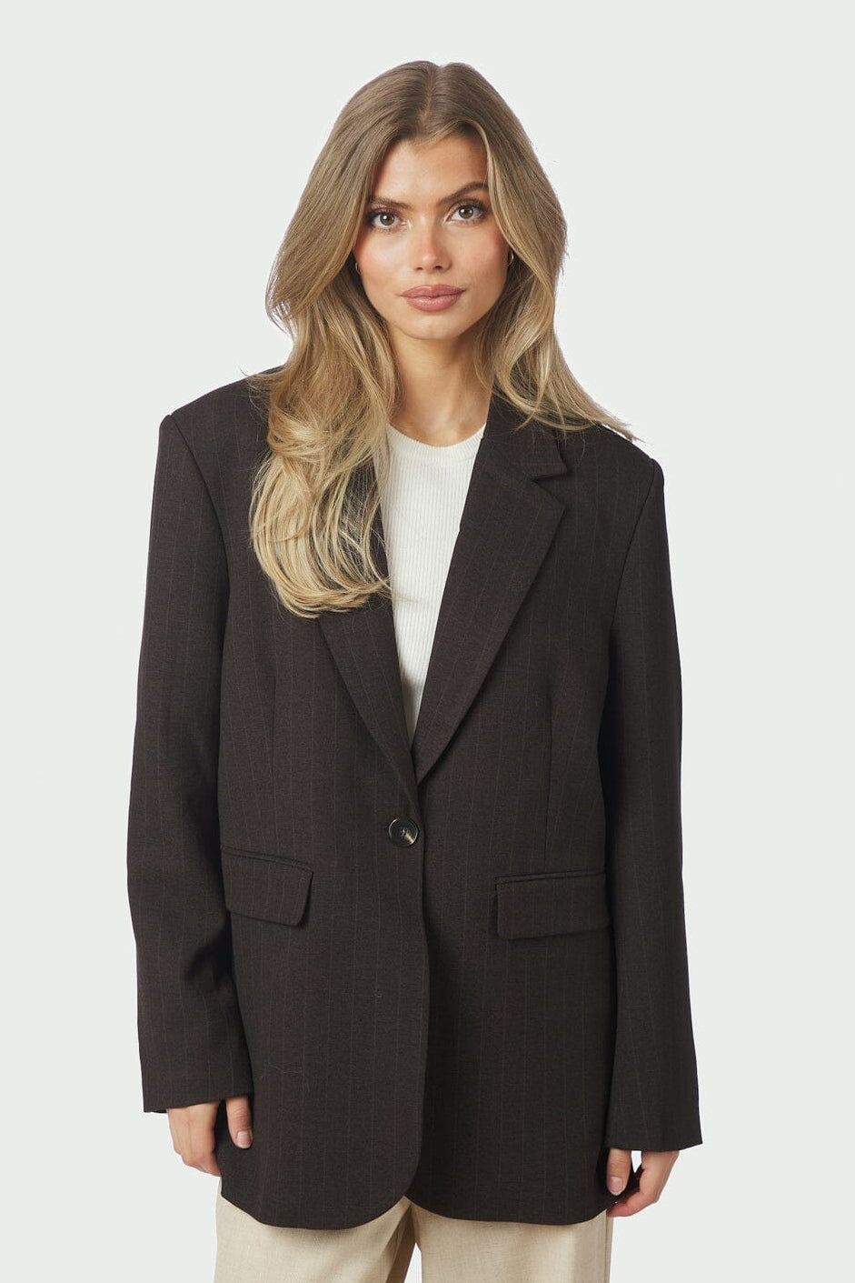 Neo Noir - Gaby Pinstripe Blazer 168204 - 676 - Dark Brown