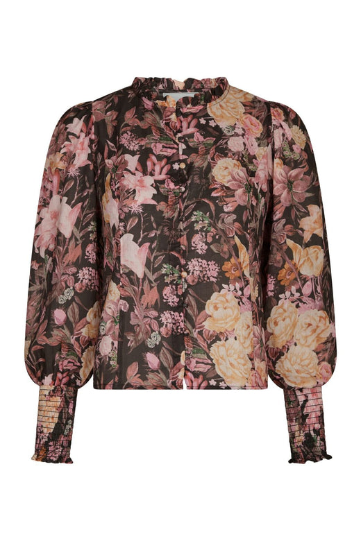 Neo Noir - Gilda Big Flower Blouse 166925 - 100 - Black