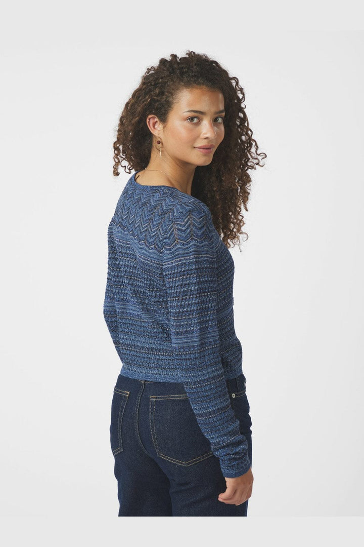 Neo Noir - Gini Chevron Knit Cardigan 166461 - 141 - Navy