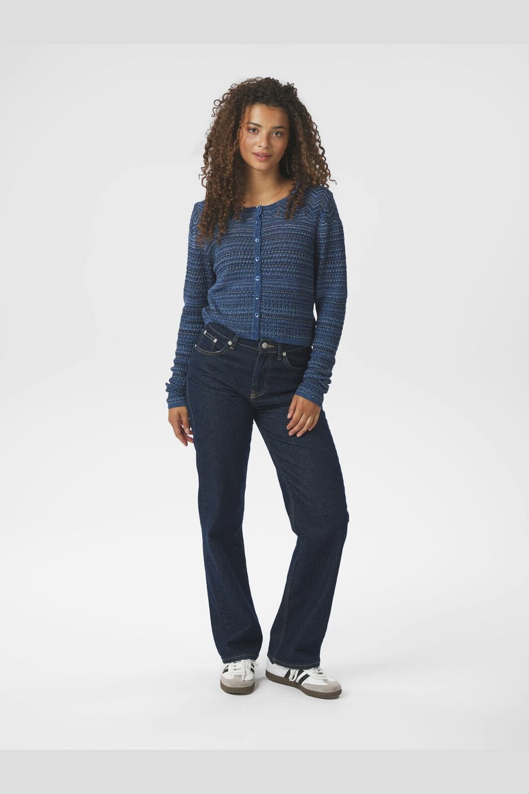 Neo Noir - Gini Chevron Knit Cardigan 166461 - 141 - Navy