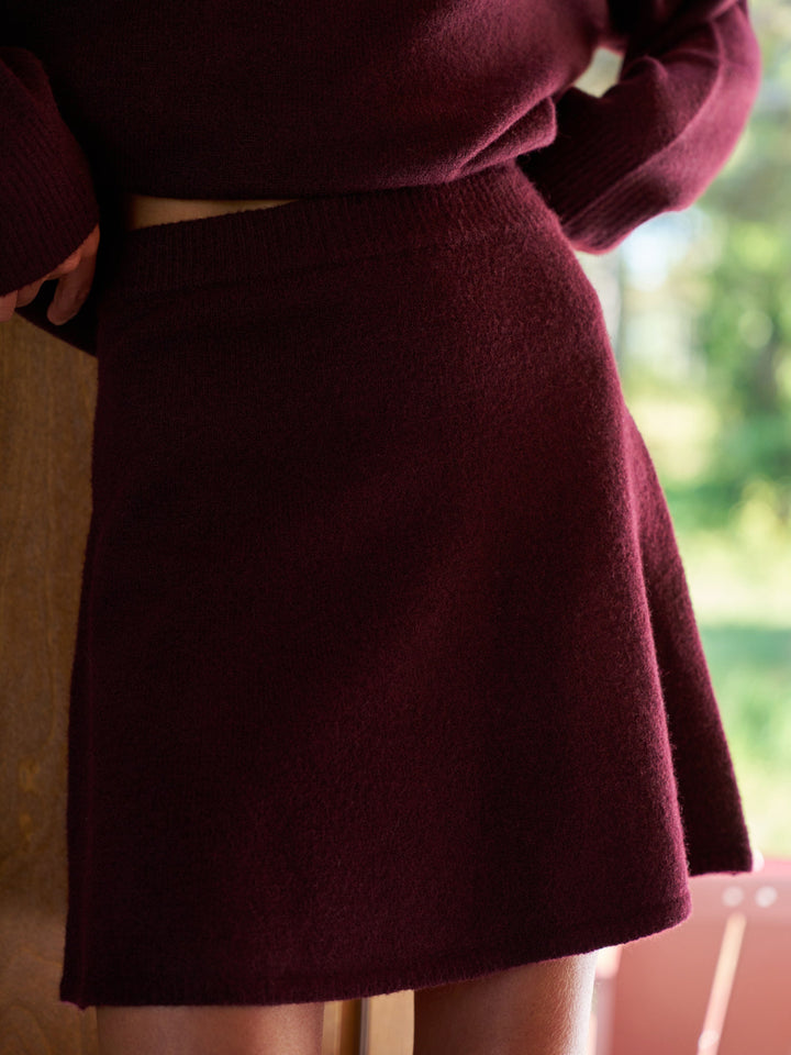 Neo Noir - Gisa Knit Skirt 161228 - 682 - Wine Strikbluser 